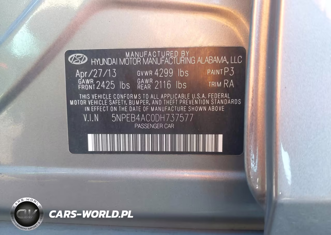 2013 Hyundai Sonata Gls VIN:5NPEB4AC0DH737577 - 9