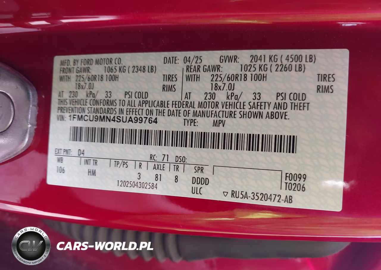 2025 Ford Escape St-Line VIN:1FMCU9MN4SUA99764 - 9
