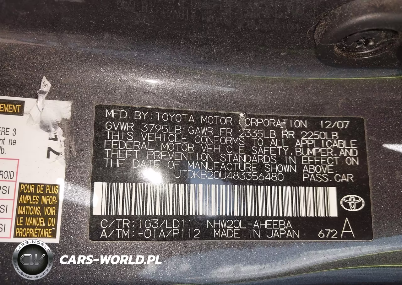 2008 Toyota Prius VIN:JTDKB20U483356480 - 9