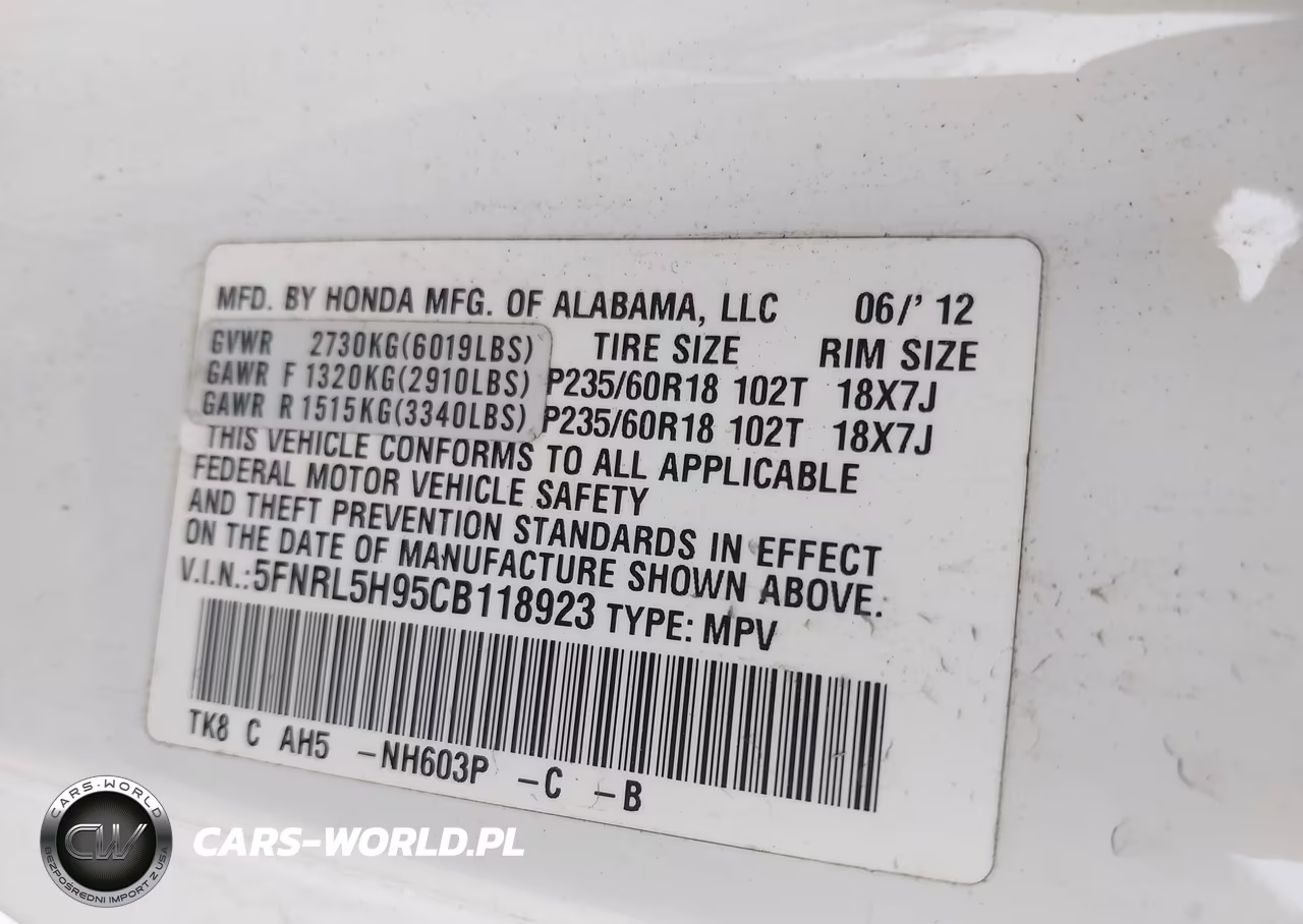 2012 Honda Odyssey Touring-Touring Elite VIN:5FNRL5H95CB118923 - 9