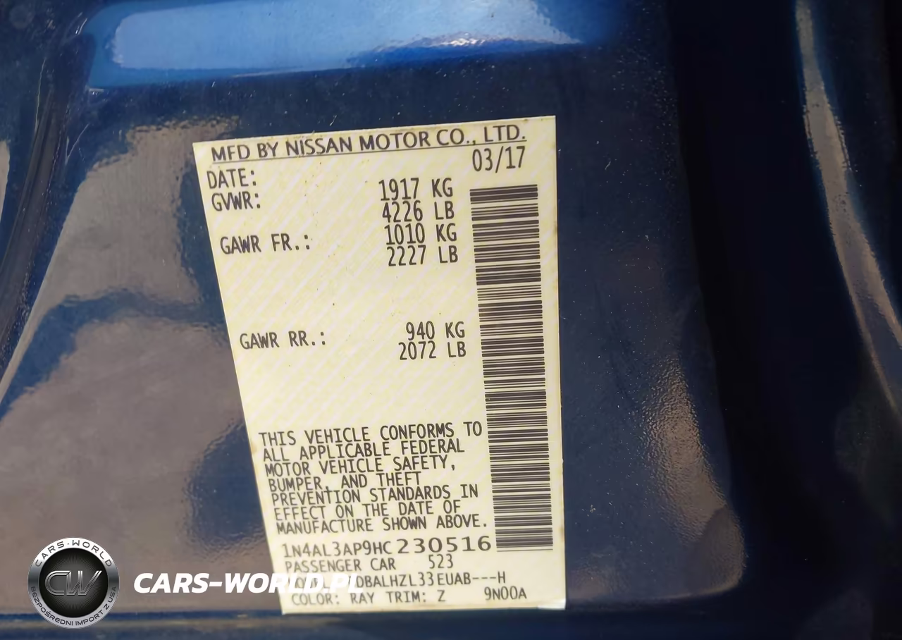 2017 Nissan Altima 2.5 Sr VIN:1N4AL3AP9HC230516 - 9