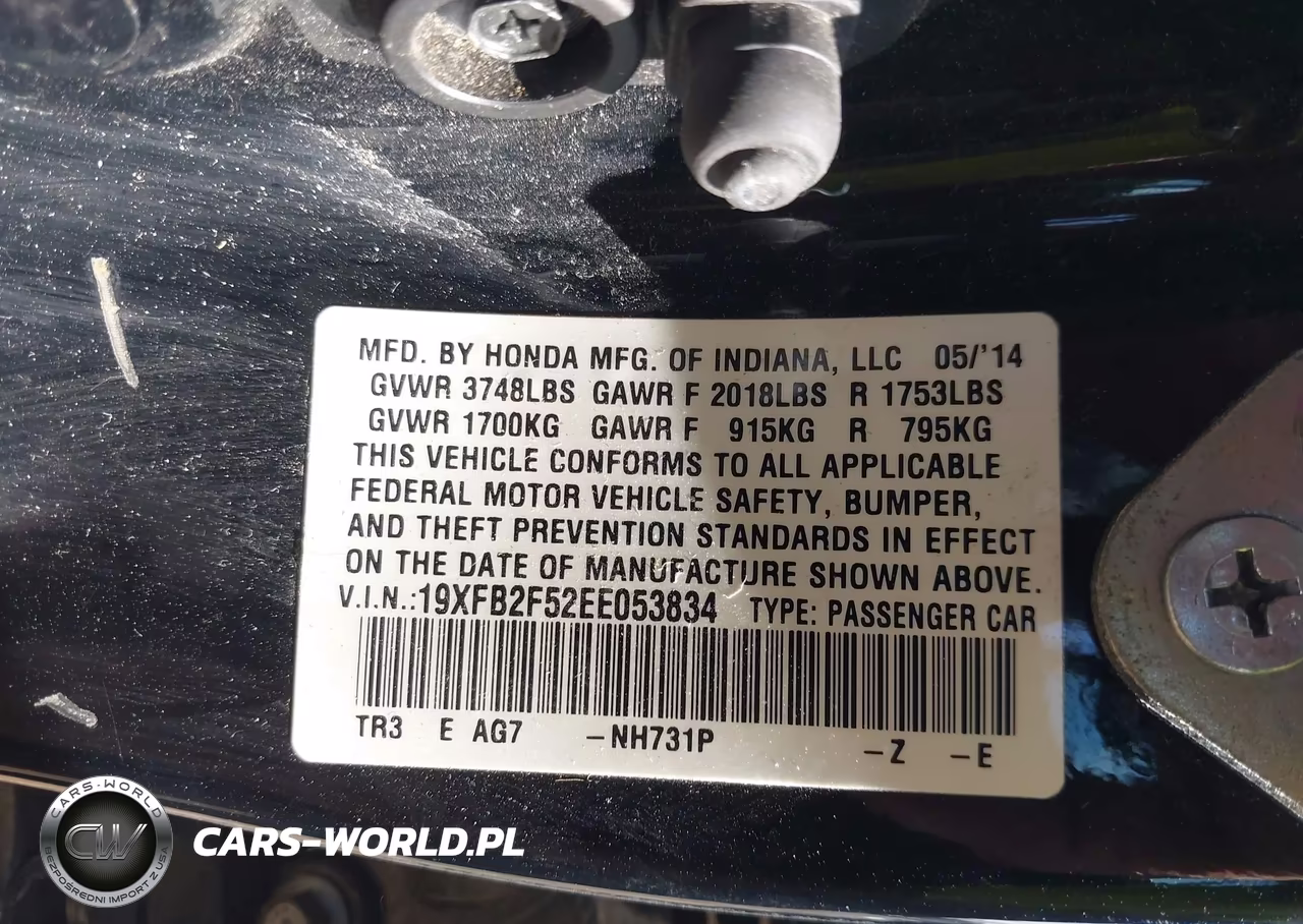 2014 Honda Civic Lx VIN:19XFB2F52EE053834 - 9