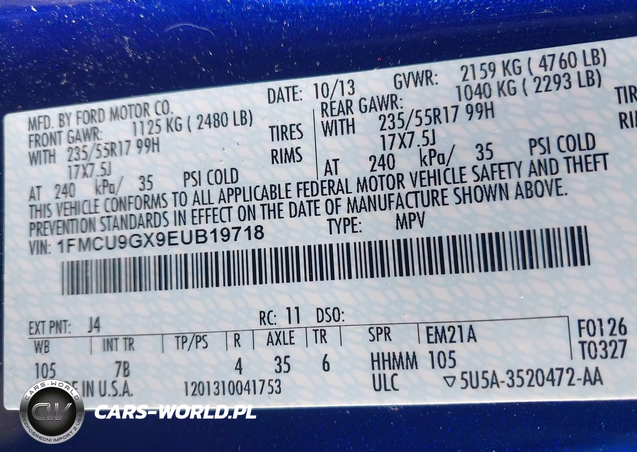 2014 Ford Escape Se VIN:1FMCU9GX9EUB19718 - 9