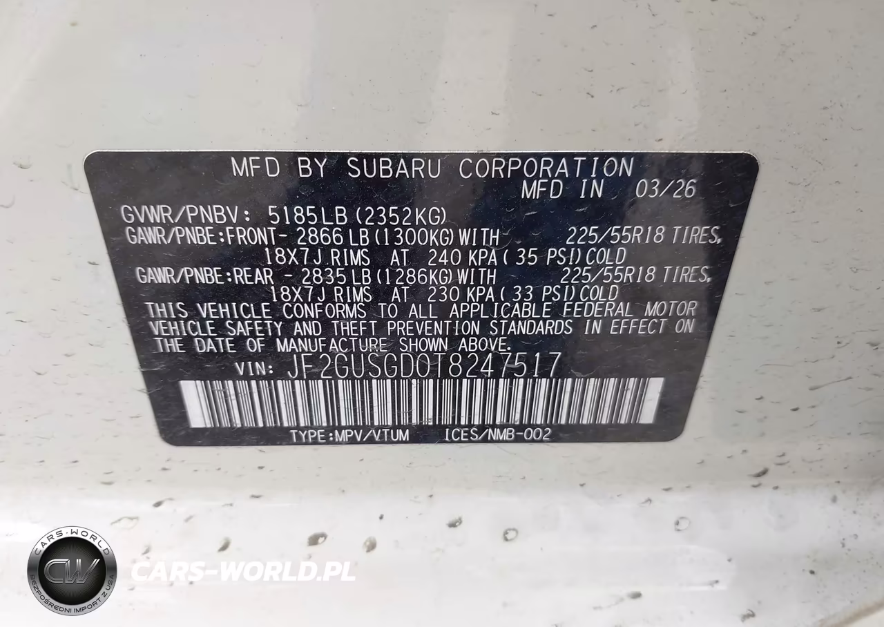 2026 Subaru Crosstrek Sport VIN:JF2GUSGD0T8247517 - 9