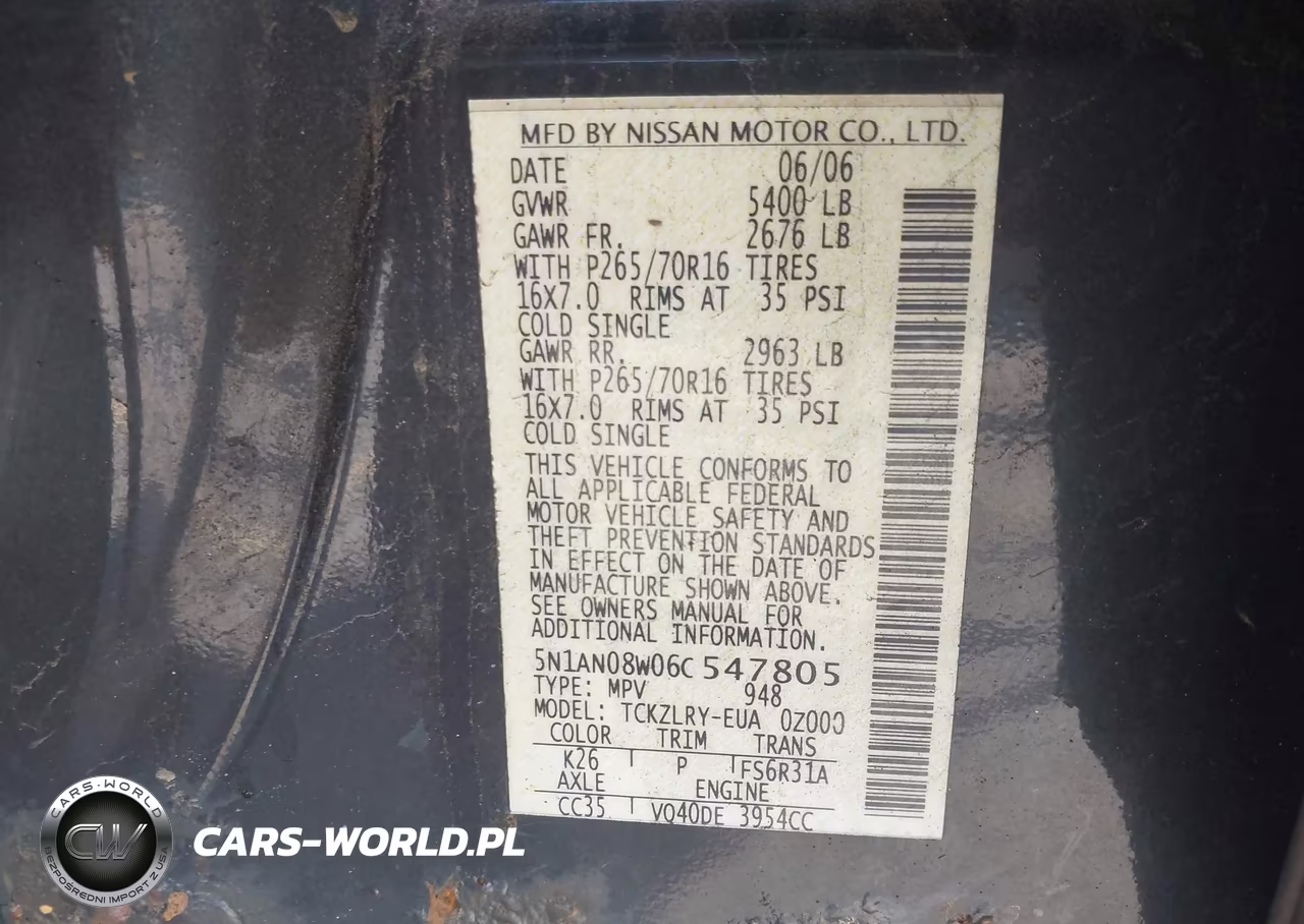 2006 Nissan Xterra S VIN:5N1AN08W06C547805 - 9