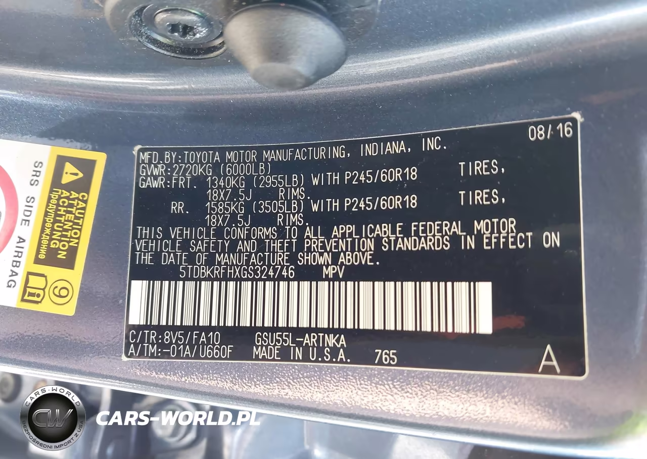 2016 Toyota Highlander Le Plus V6 VIN:5TDBKRFHXGS324746 - 9