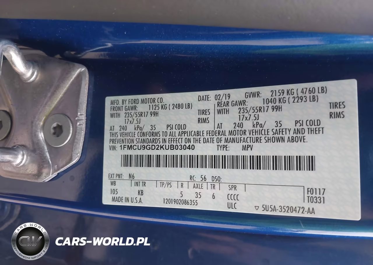 2019 Ford Escape Se VIN:1FMCU9GD2KUB03040 - 9