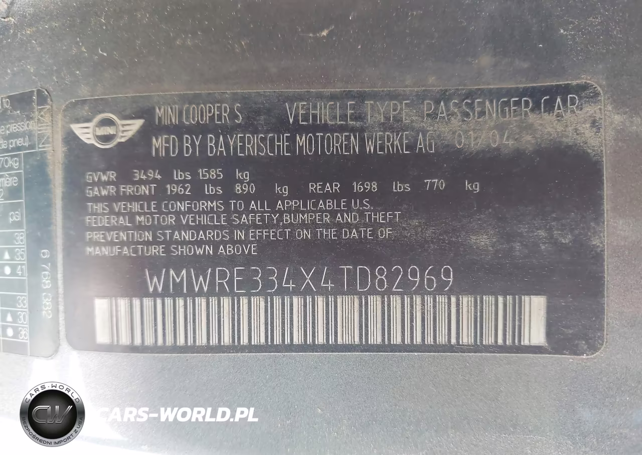 2004 Mini Cooper S VIN:WMWRE334X4TD82969 - 9