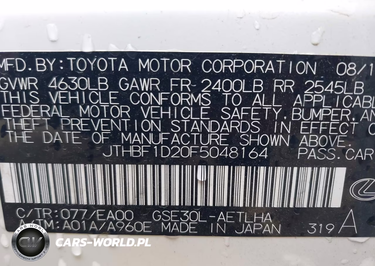 2015 Lexus Is 250 VIN:JTHBF1D20F5048164 - 9