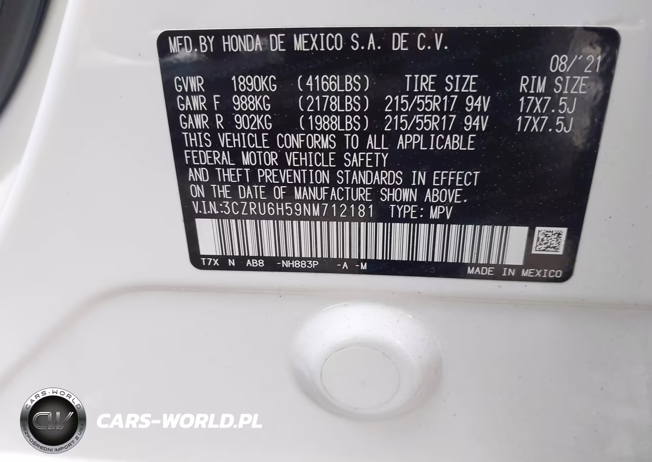 2022 Honda Hr-V Awd Ex VIN:3CZRU6H59NM712181 - 9