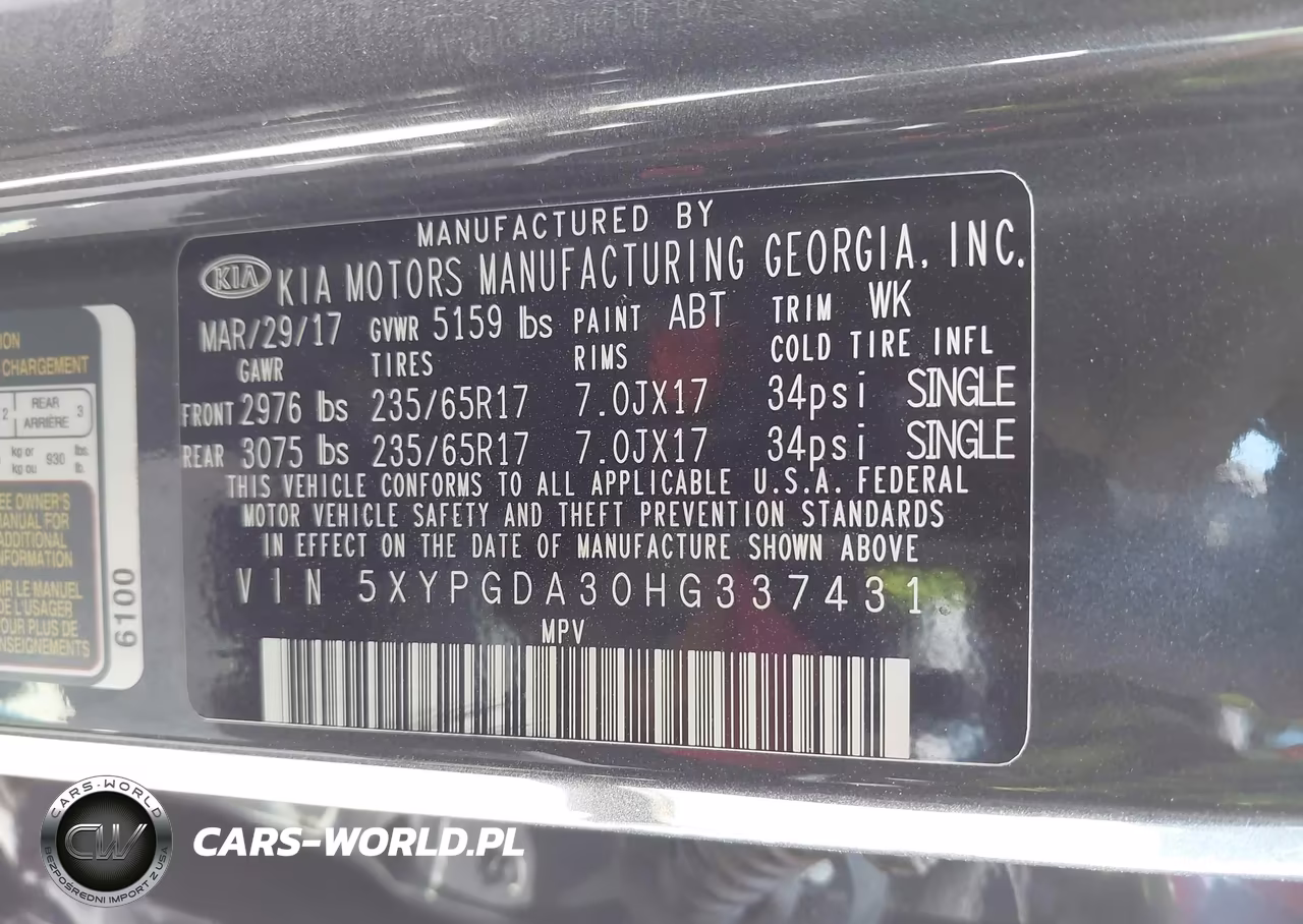 2017 Kia Sorento 2.4L Lx VIN:5XYPGDA30HG337431 - 9