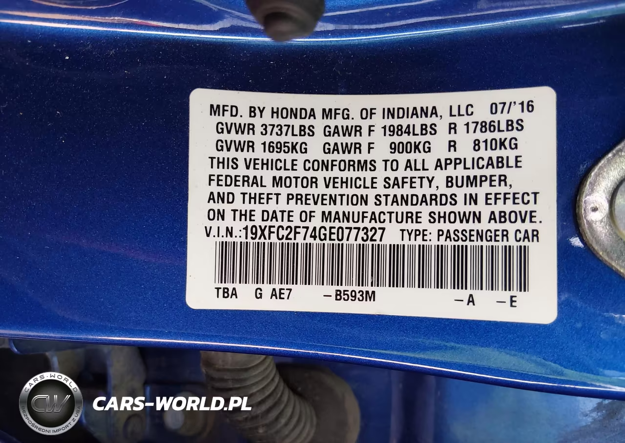 2016 Honda Civic Ex VIN:19XFC2F74GE077327 - 9