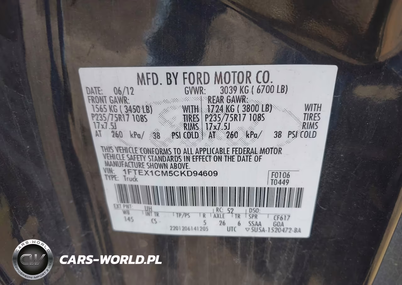 2012 Ford F-150 Stx-Xl-Xlt VIN:1FTEX1CM5CKD94609 - 9