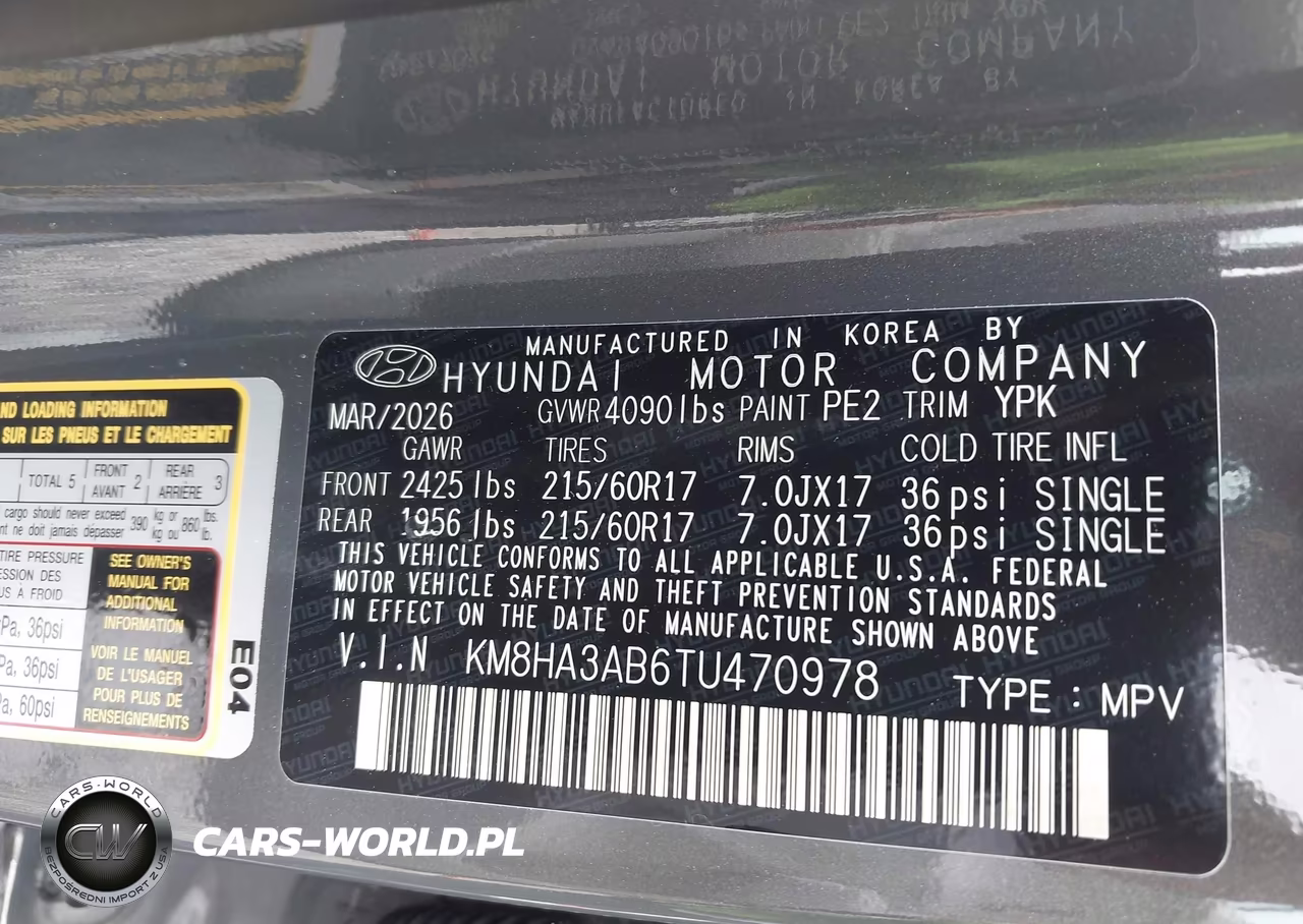 2026 Hyundai Kona Se VIN:KM8HA3AB6TU470978 - 9