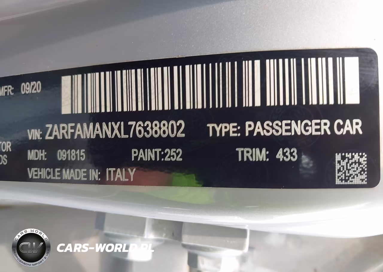 2020 Alfa Romeo Giulia Rwd VIN:ZARFAMANXL7638802 - 9