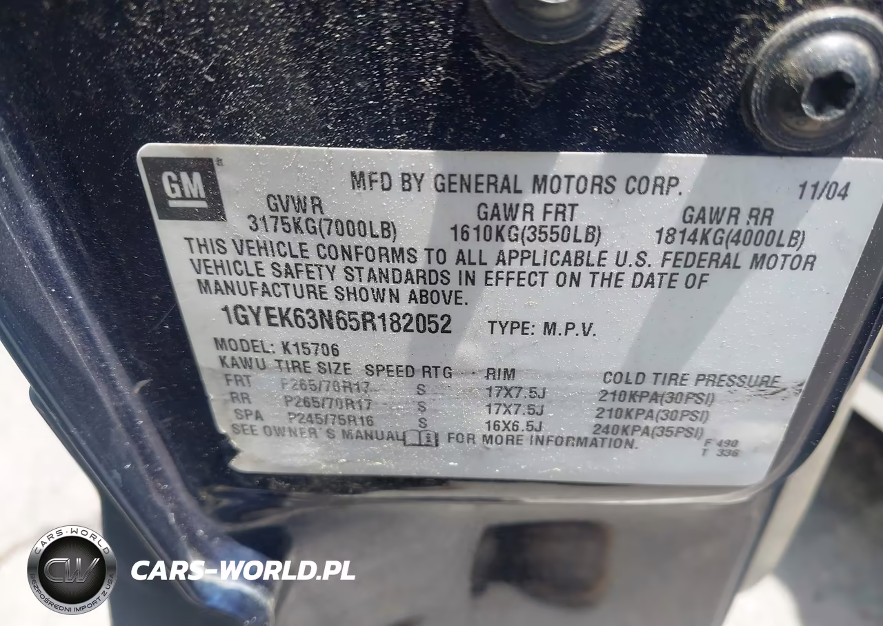 2005 Cadillac Escalade Standard VIN:1GYEK63N65R182052 - 9