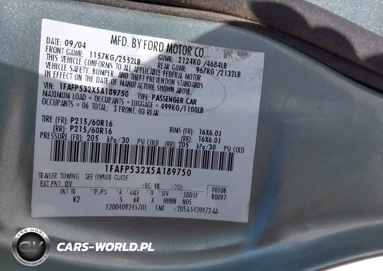 2005 Ford Taurus Se VIN:1FAFP532X5A189750 - 9