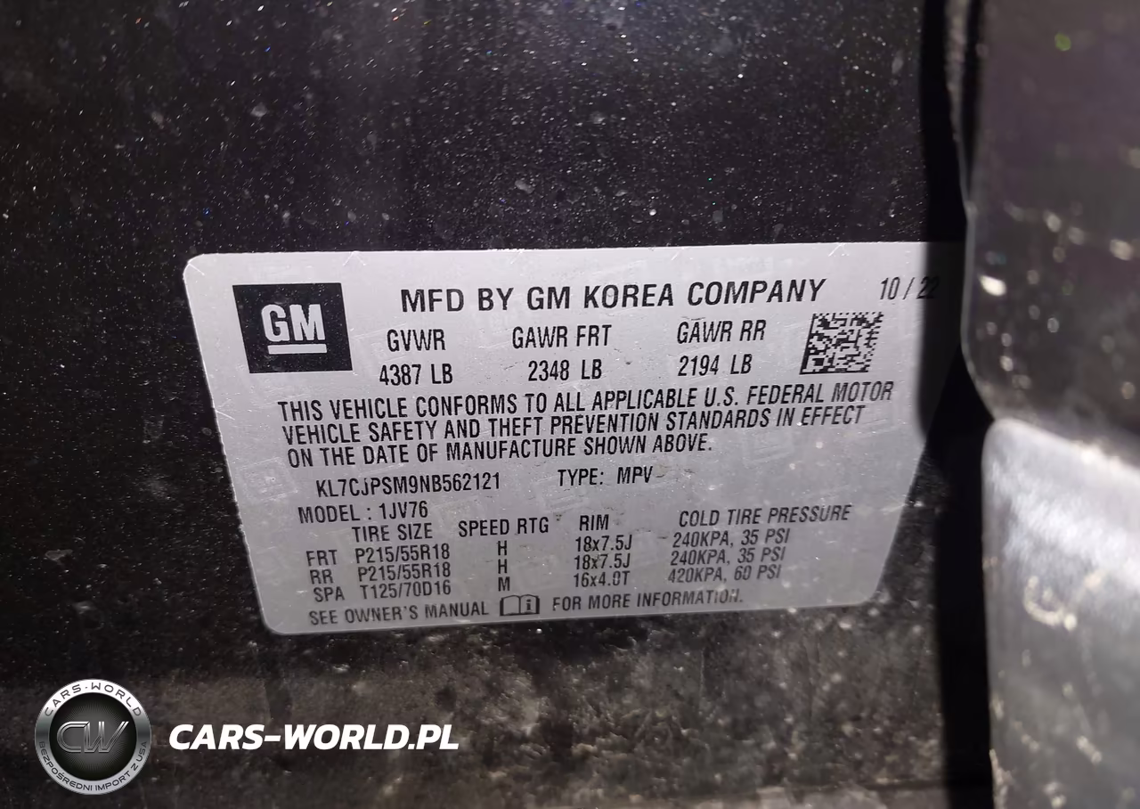 2022 Chevrolet Trax Awd Lt VIN:KL7CJPSM9NB562121 - 9