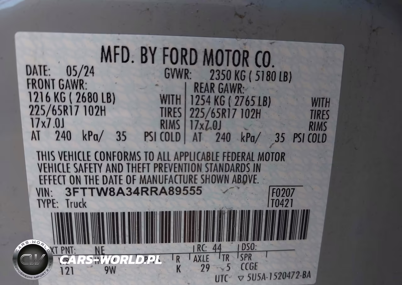 2024 Ford Maverick Xl VIN:3FTTW8A34RRA89555 - 9