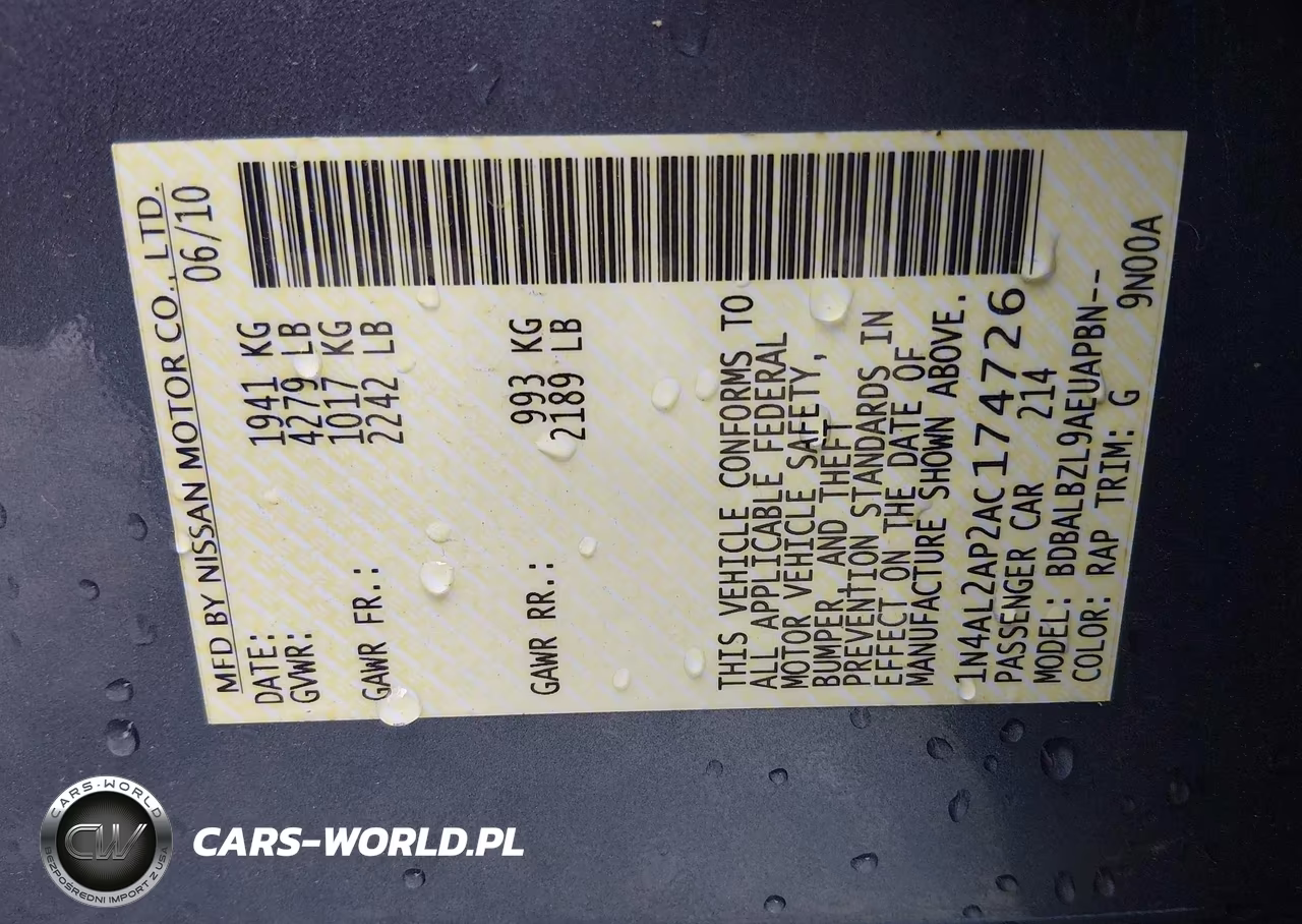 2010 Nissan Altima 2.5 S VIN:1N4AL2AP2AC174726 - 9
