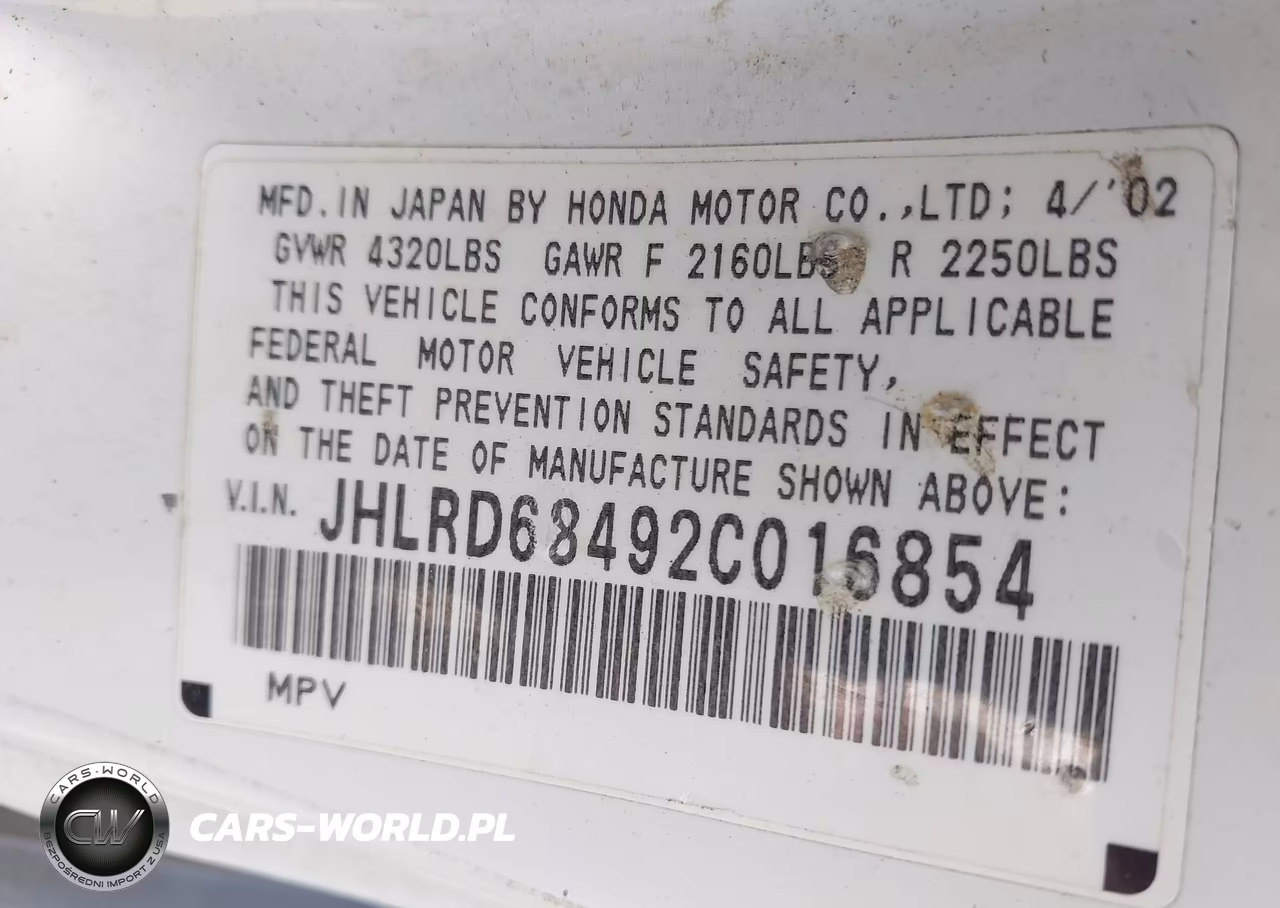 2002 Honda Cr-V Lx VIN:JHLRD68492C016854 - 9