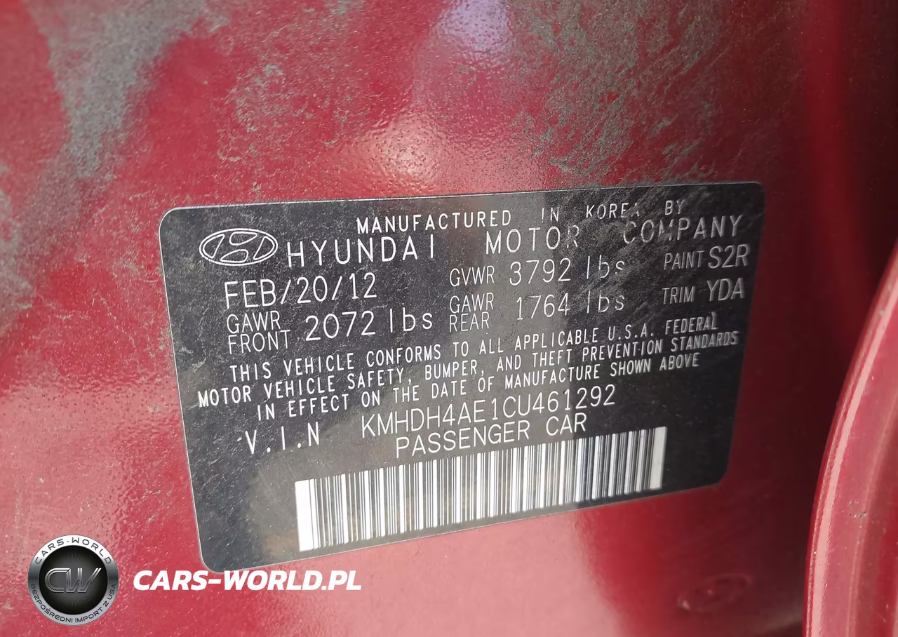 2012 Hyundai Elantra Gls (Ulsan Plant) VIN:KMHDH4AE1CU461292 - 9