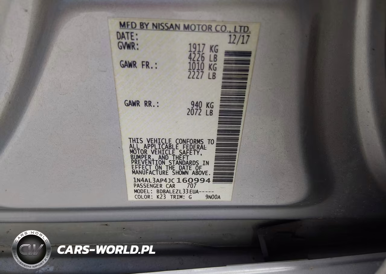 2018 Nissan Altima 2.5 S VIN:1N4AL3AP4JC160994 - 9