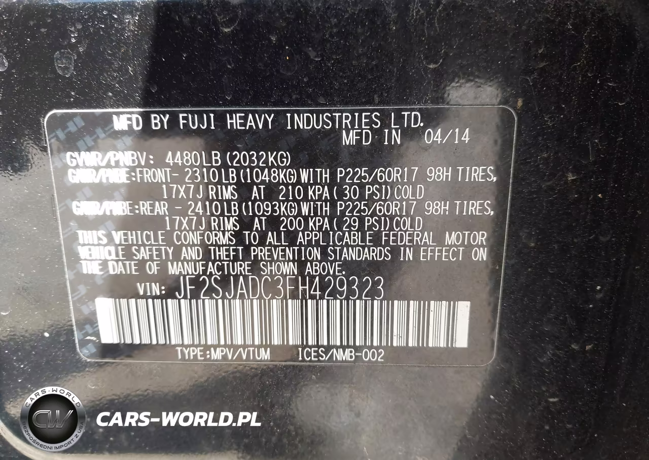 2015 Subaru Forester 2.5I Premium VIN:JF2SJADC3FH429323 - 9