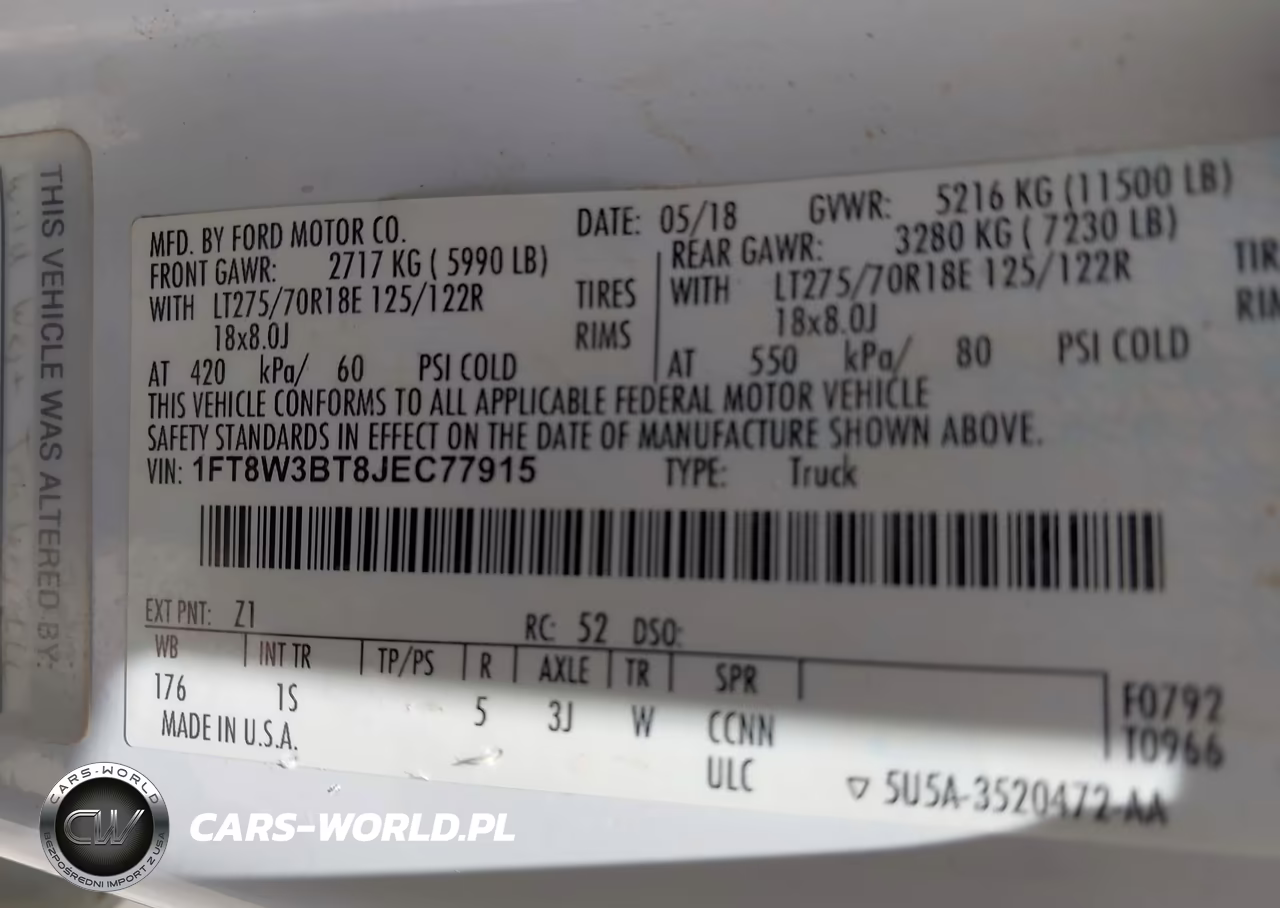 2018 Ford F-350 Xl VIN:1FT8W3BT8JEC77915 - 8