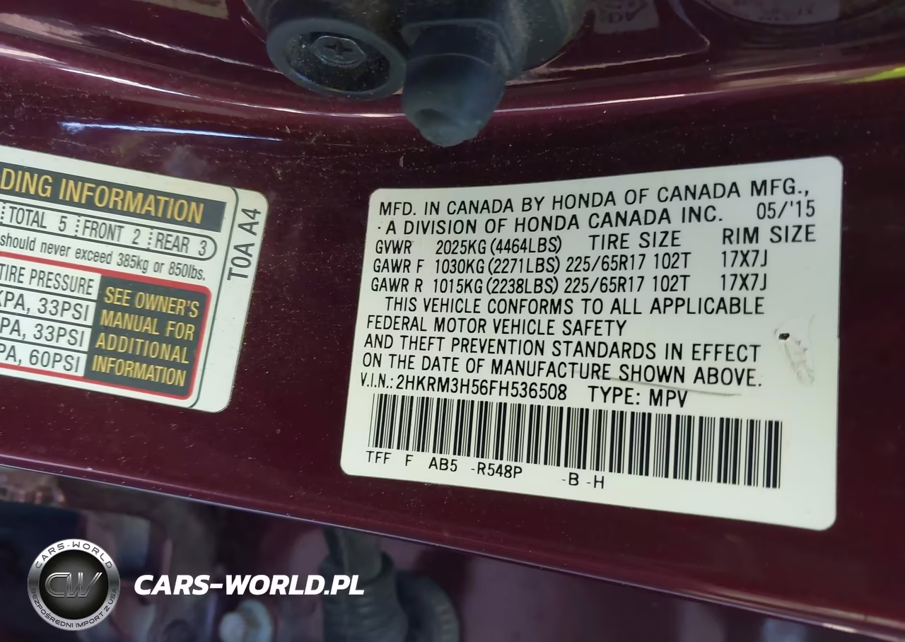 2015 Honda Cr-V Ex VIN:2HKRM3H56FH536508 - 9