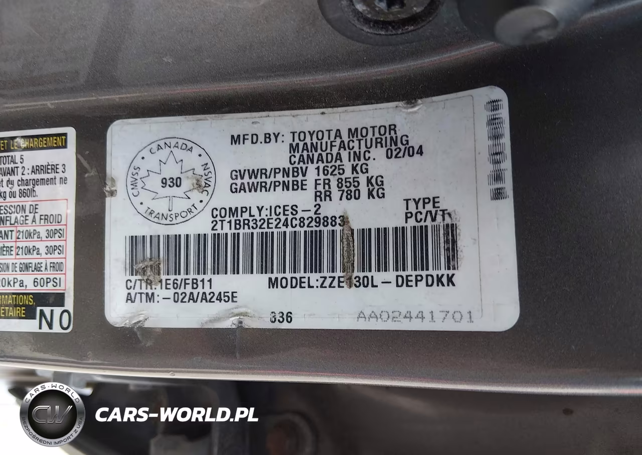 2004 Toyota Corolla Ce-Le-Sport VIN:2T1BR32E24C829883 - 9