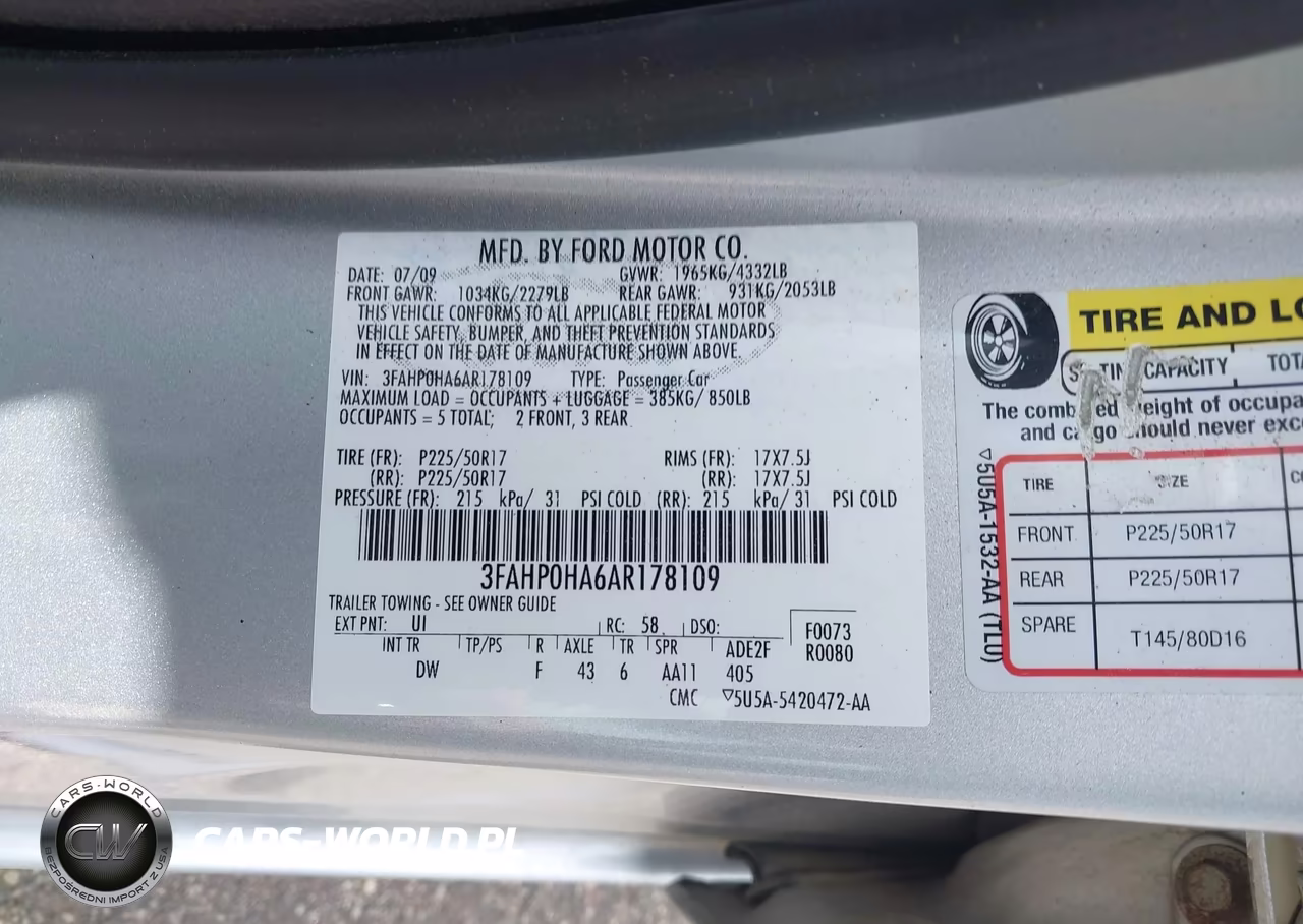 2010 Ford Fusion Se VIN:3FAHP0HA6AR178109 - 9