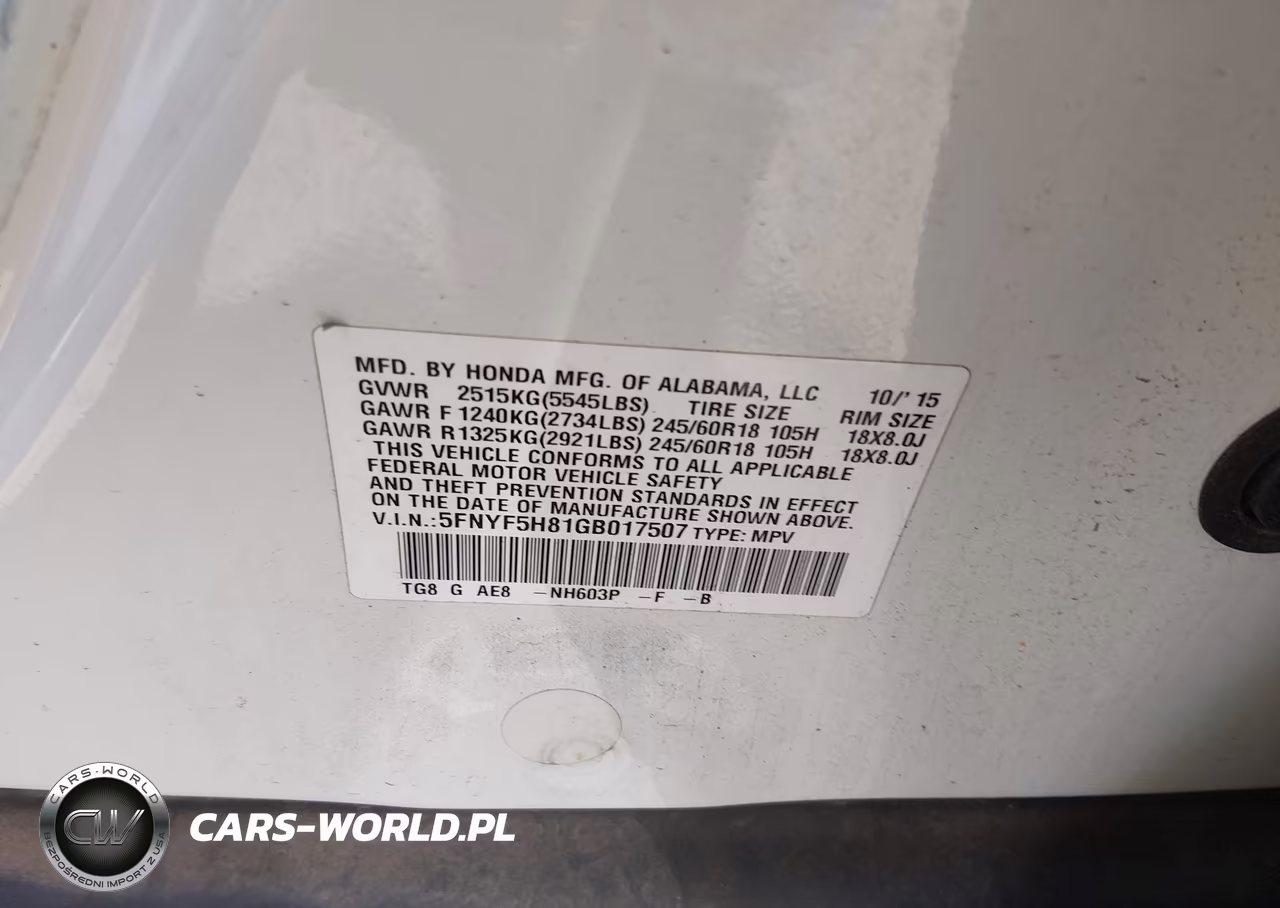 2016 Honda Pilot Ex-L VIN:5FNYF5H81GB017507 - 9