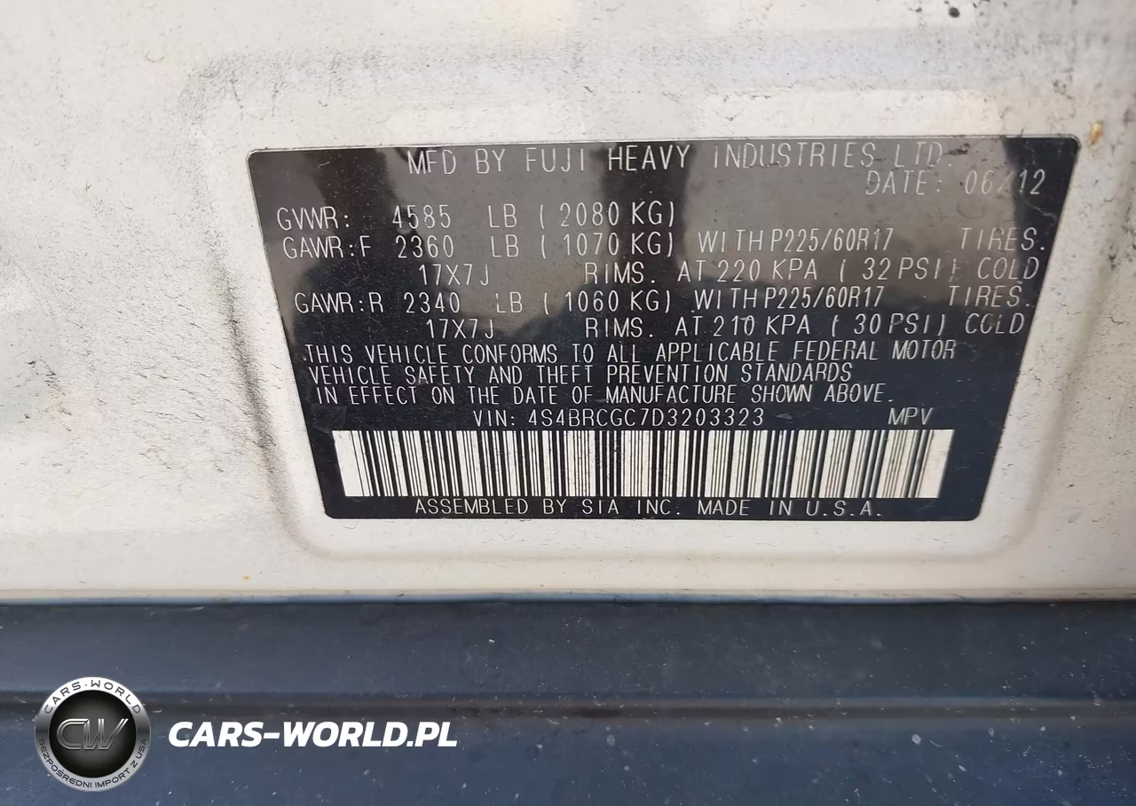 2013 Subaru Outback 2.5I Premium VIN:4S4BRCGC7D3203323 - 9