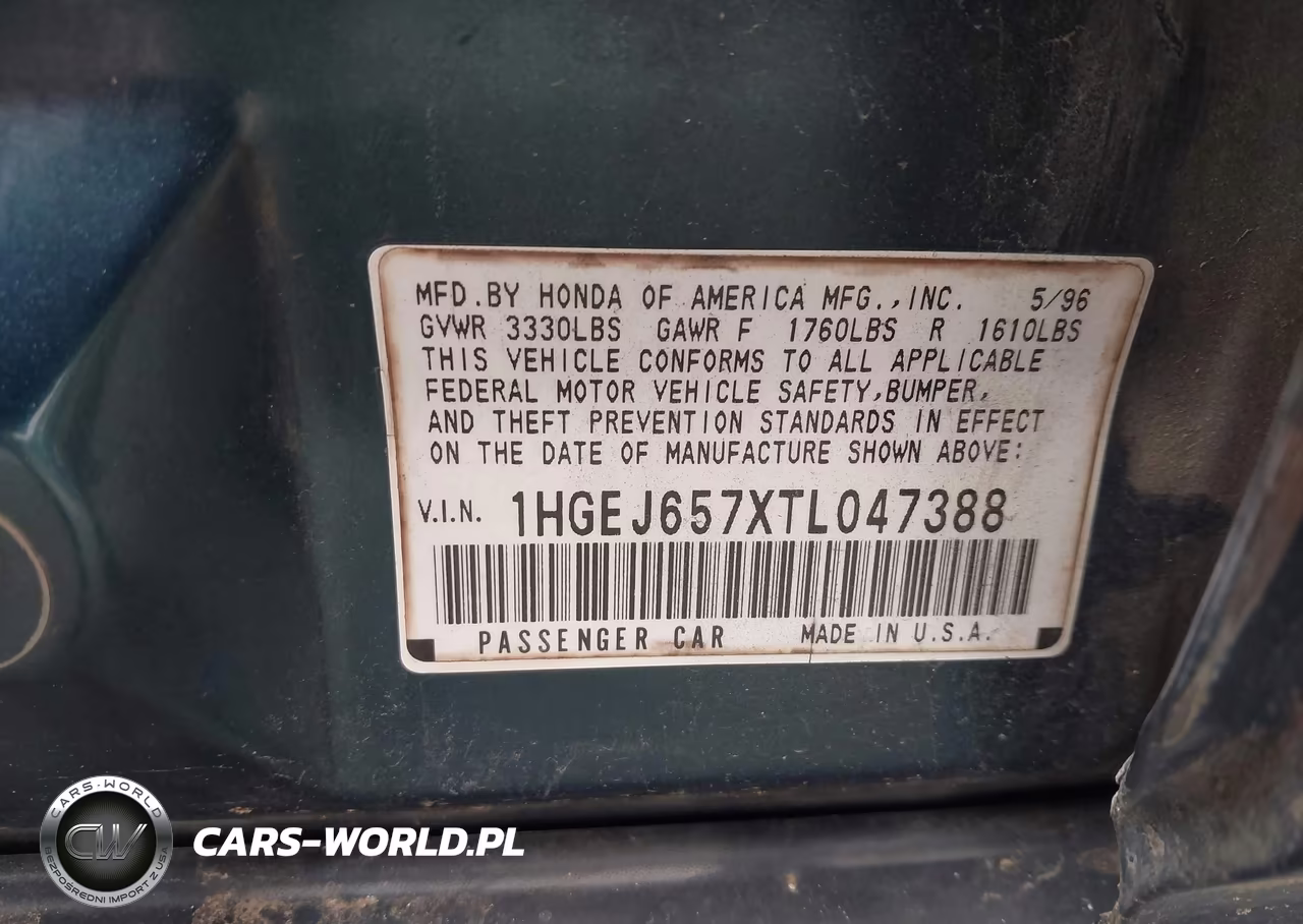 1996 Honda Civic Lx VIN:1HGEJ657XTL047388 - 9