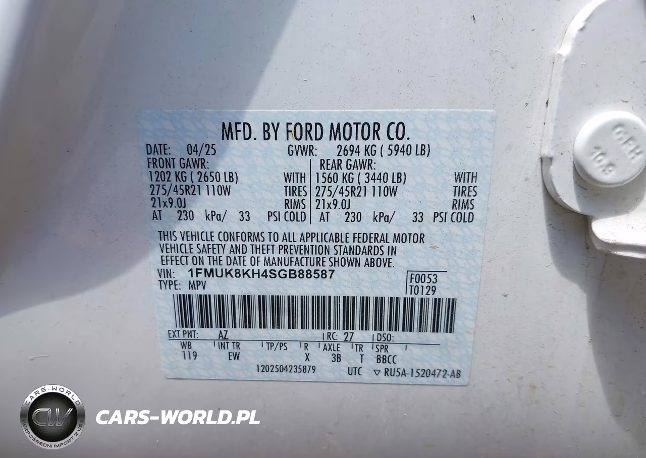 2025 Ford Explorer St-Line VIN:1FMUK8KH4SGB88587 - 9