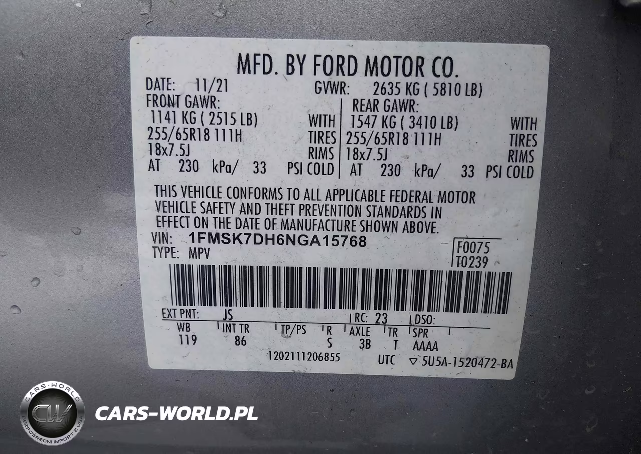 2022 Ford Explorer Xlt VIN:1FMSK7DH6NGA15768 - 9
