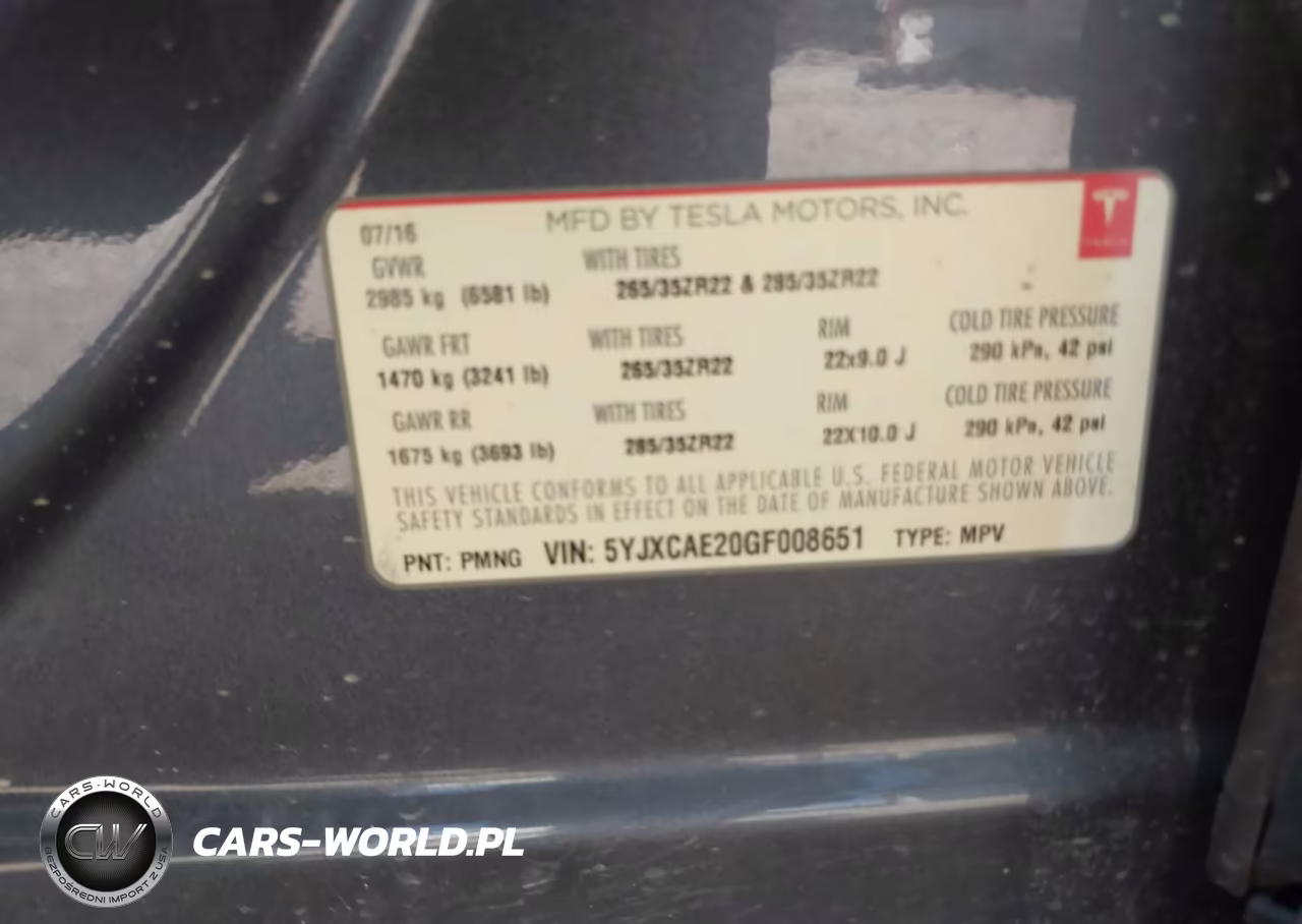 2016 Tesla Model X 60D-70D-75D-90D VIN:5YJXCAE20GF008651 - 9