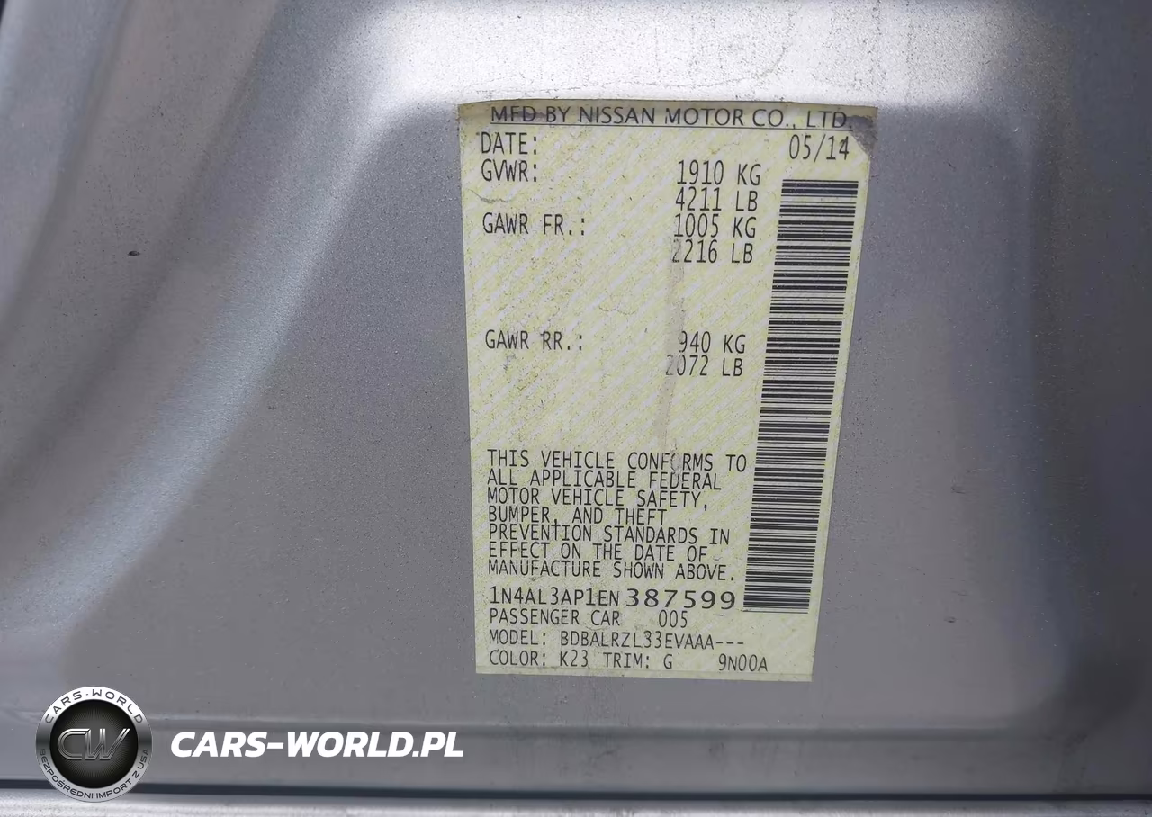 2014 NISSAN ALTIMA 2.5 VIN:1N4AL3AP1EN387599 - 9