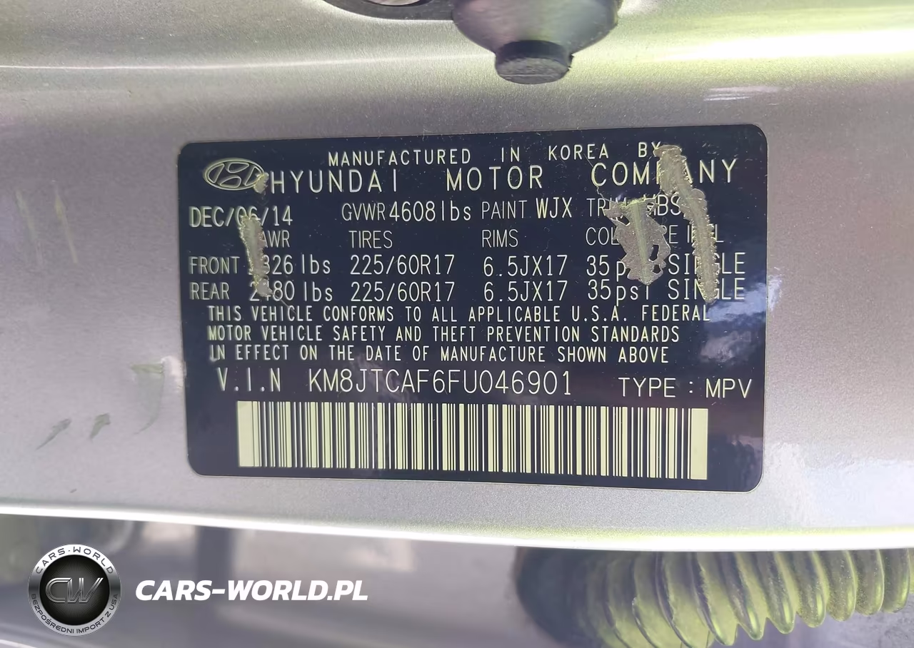 2015 Hyundai Tucson Gls VIN:KM8JTCAF6FU046901 - 9
