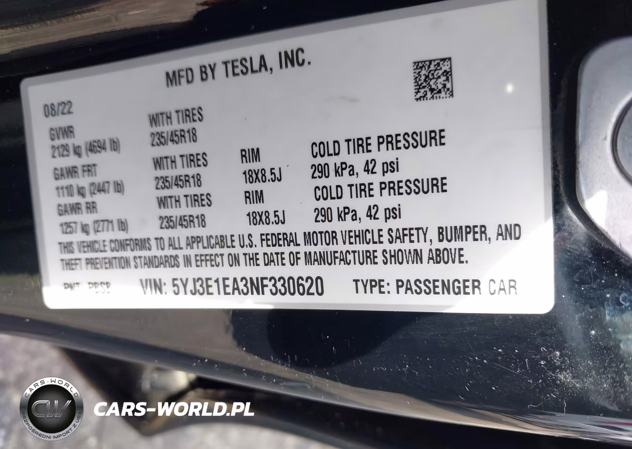 2022 Tesla Model 3 Rear-Wheel Drive VIN:5YJ3E1EA3NF330620 - 9