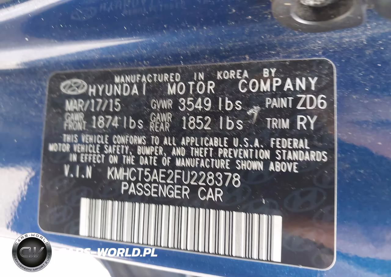 2015 Hyundai Accent Gs VIN:KMHCT5AE2FU228378 - 9