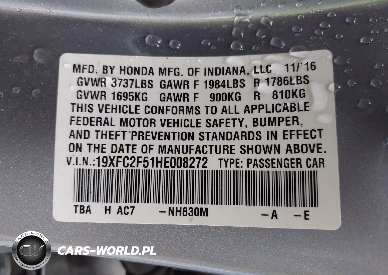 2017 Honda Civic Lx VIN:19XFC2F51HE008272 - 9