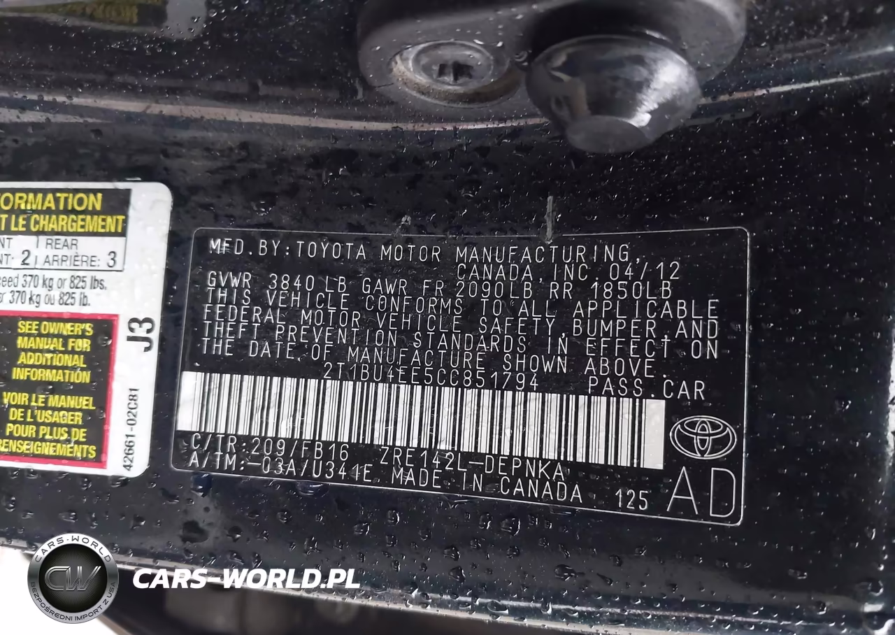 2012 Toyota Corolla Le VIN:2T1BU4EE5CC851794 - 9