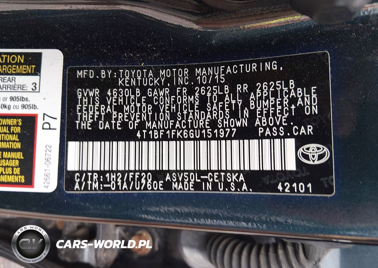 2016 Toyota Camry Se VIN:4T1BF1FK6GU151977 - 9