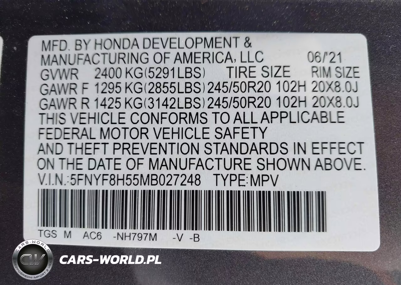 2021 Honda Passport Awd Ex-L VIN:5FNYF8H55MB027248 - 9