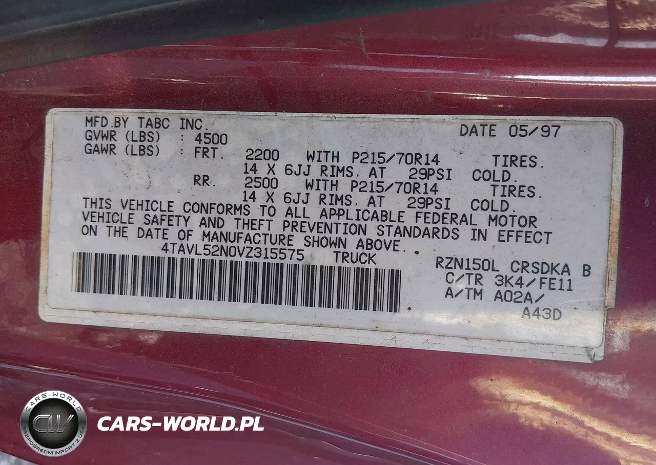1997 Toyota Tacoma VIN:4TAVL52N0VZ315575 - 9