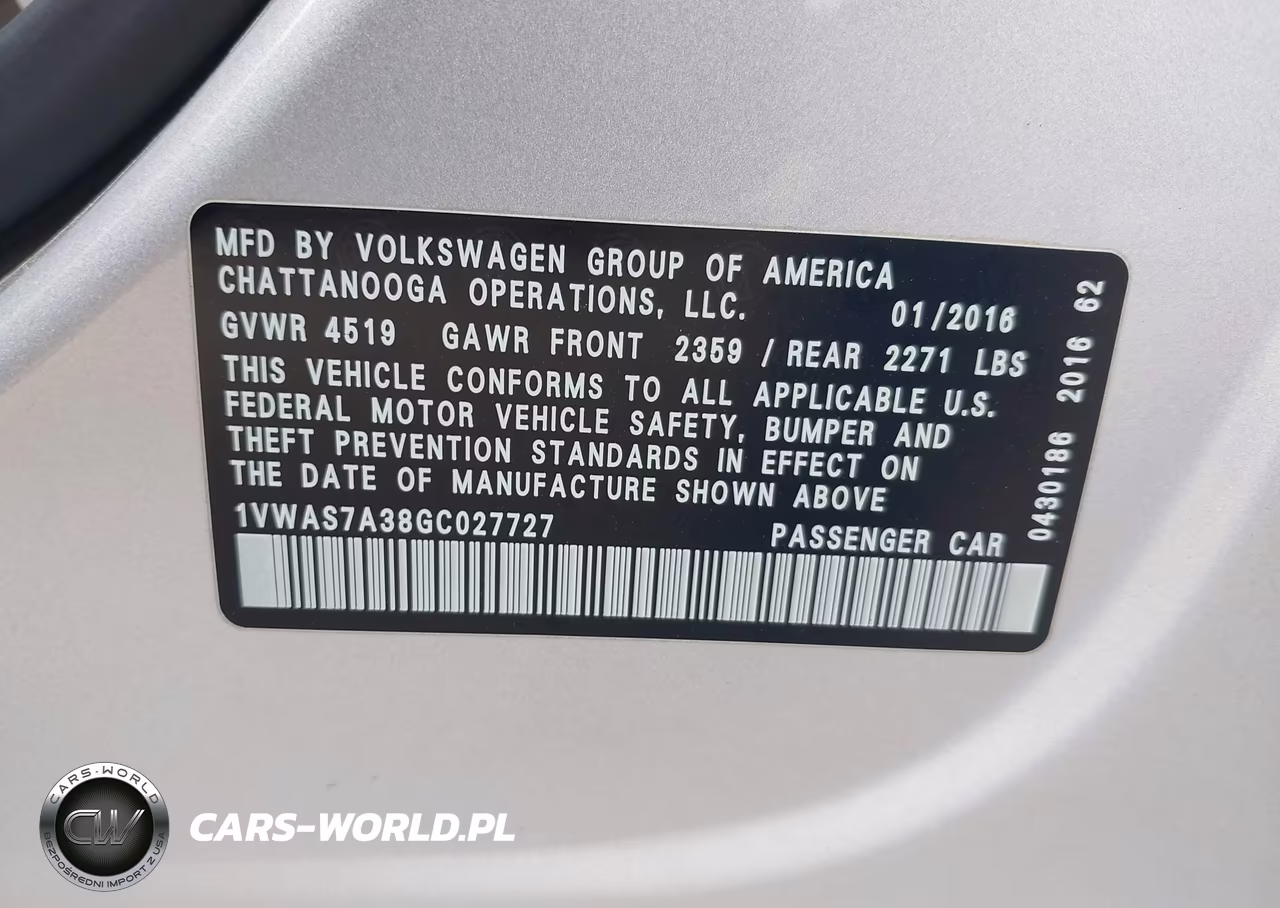 2016 Volkswagen Passat 1.8T S VIN:1VWAS7A38GC027727 - 9