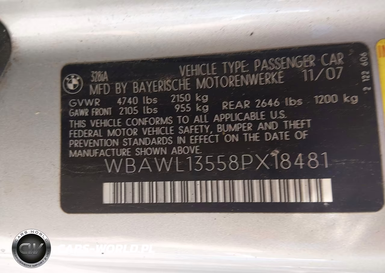 2008 BMW 328I VIN:WBAWL13558PX18481 - 9