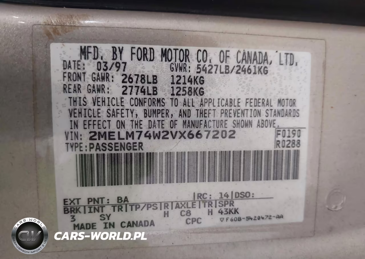 1997 Mercury Grand Marquis Gs VIN:2MELM74W2VX667202 - 9